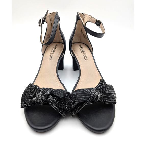 LifeStride Florence Bow Heel Sandals Women's Ankle Strap Black Size US8M EU38.5 - Picture 2 of 10